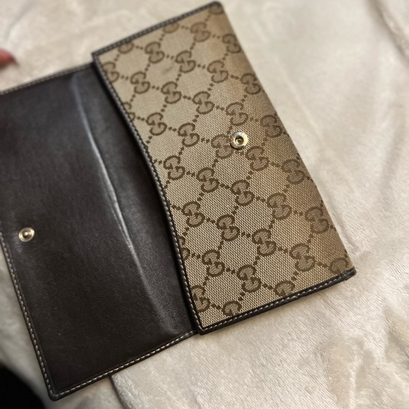 Authentic Gucci monogram canvas long tri-fold wallet - Picture 6 of 9